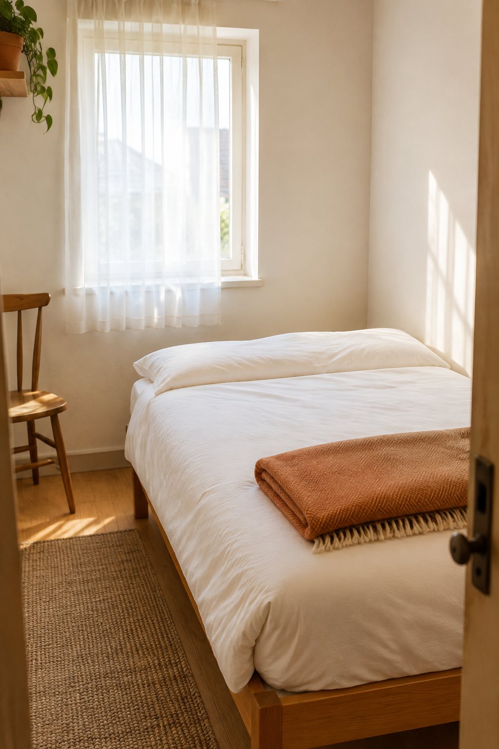 Estates in London — youth hostels across Europe Simple private room with a double bed and a chair